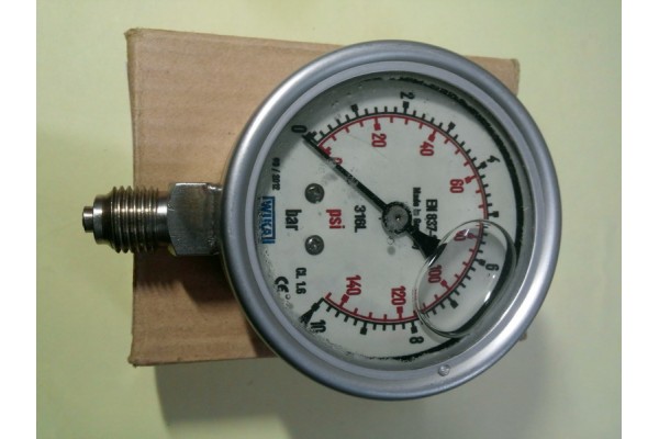 Bourdon Tube Pressure Gauge, 0-10 Bar, EN 837-1, Wika